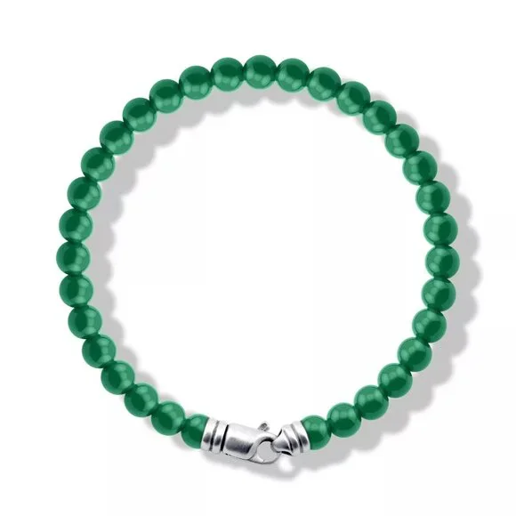 CHC 6mm Bead Men's Bracelet & Sterling Silver Satin Finish